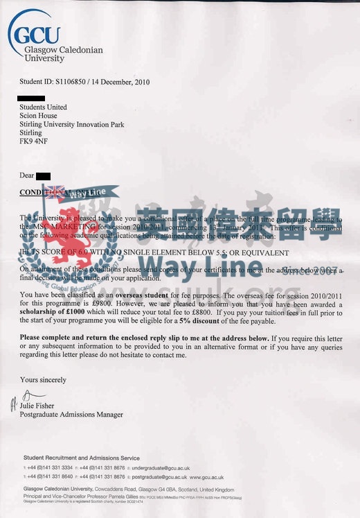 英國格拉斯哥卡里多尼亞大學營銷學碩士