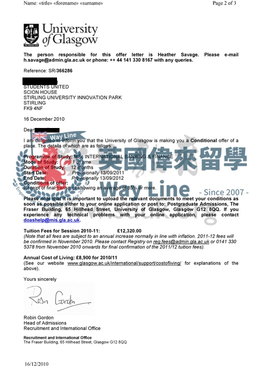 英國格拉斯哥大學國際銀行金融學碩士