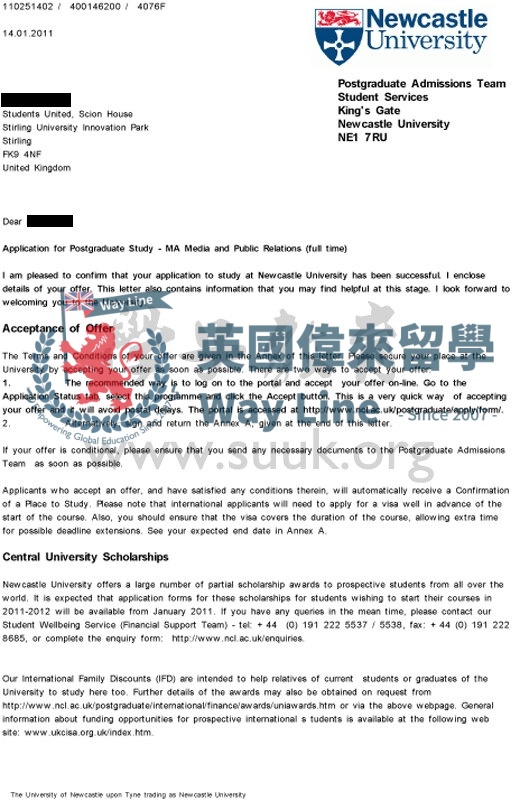 英國紐卡斯爾大學傳媒和公共關係學碩士