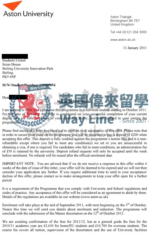 英國阿斯頓大學英語教學碩士