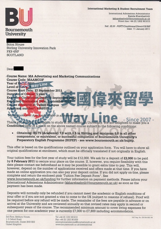 英國伯恩茅斯大學廣告和營銷通信學碩士