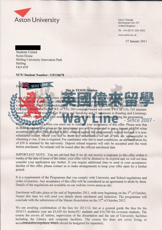 英國阿斯頓大學英語教學碩士