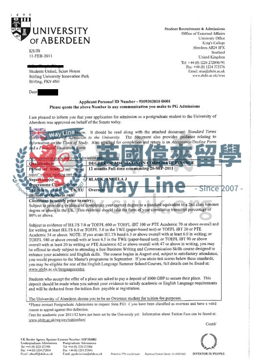 英國阿伯丁大學企業融資學碩士