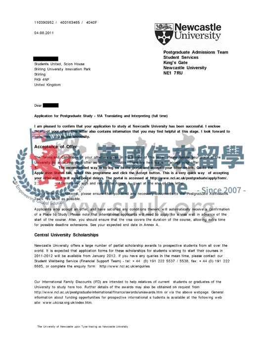 英國紐卡斯爾大學翻譯和口譯學碩士