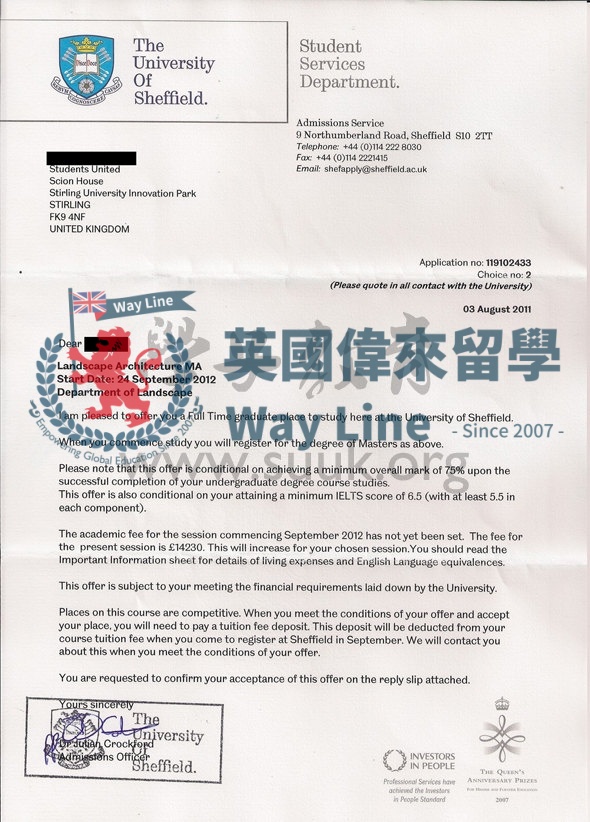 英國謝菲爾德大學景觀設計學碩士