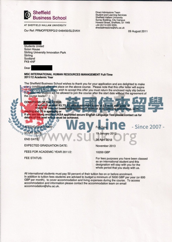 英國謝菲爾德哈雷姆大學國際人力資源管理學碩士