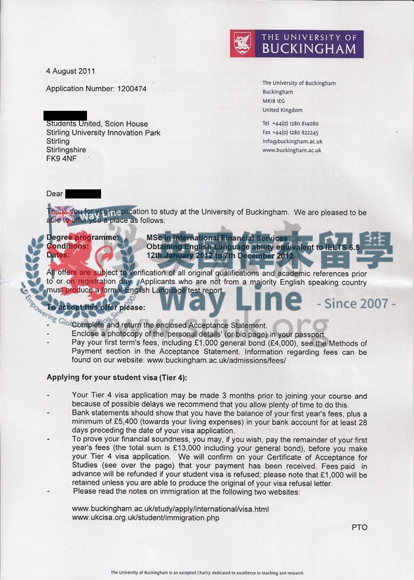 英國白金漢大學國際金融服務學碩士