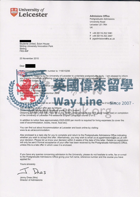 英國萊斯特大學管理，金融和會計學碩士