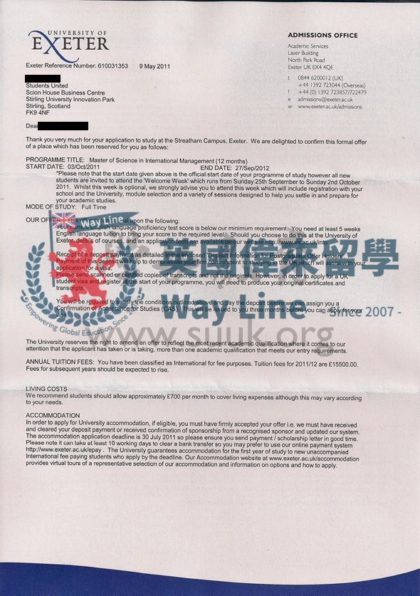 英國埃克塞特大學國際管理學碩士