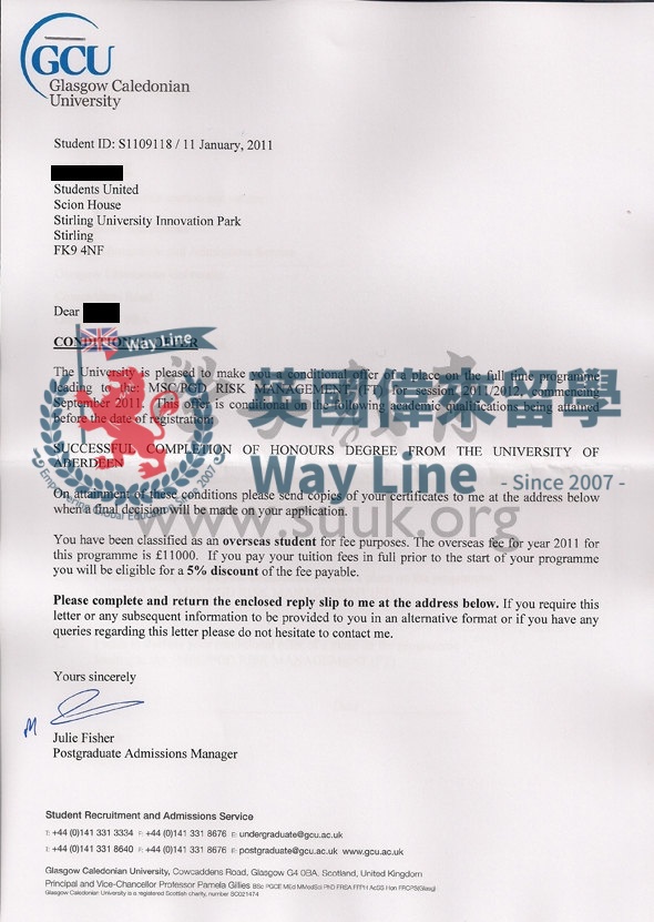 英國格拉斯哥喀裏多尼亞大學風險管理學碩士