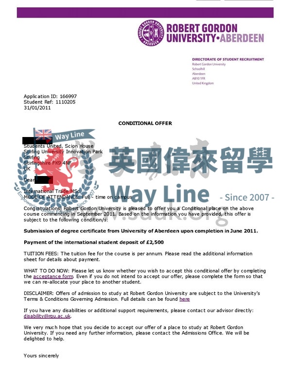 英國羅伯特戈登大學國際貿易學碩士