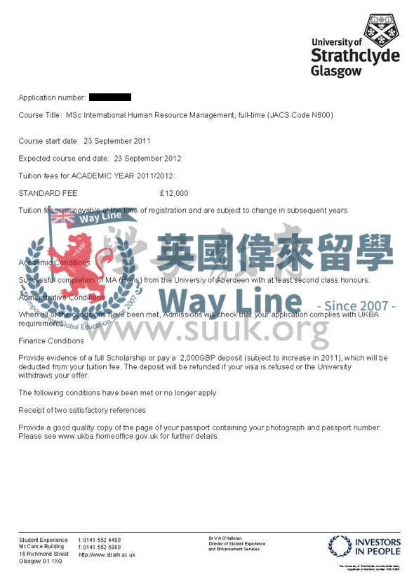 英國格拉斯哥斯特拉斯克萊德大學國際人力資源管理學碩士