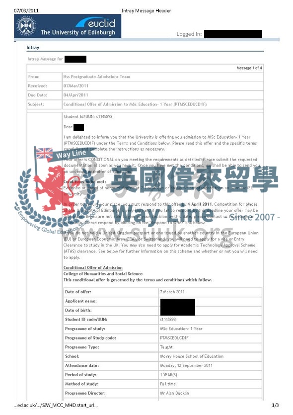 英國愛丁堡大學教育學碩士