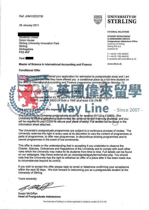 英國斯特林大學國際會計和金融學碩士