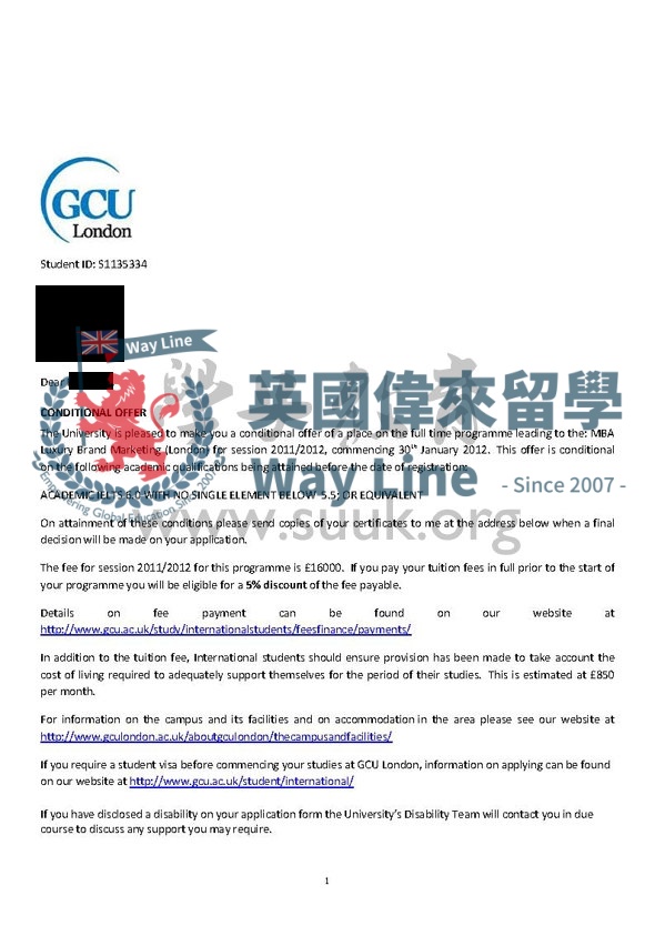 英國格拉斯哥喀裏多尼亞大學倫敦校區奢侈品品牌營銷工商管理碩士