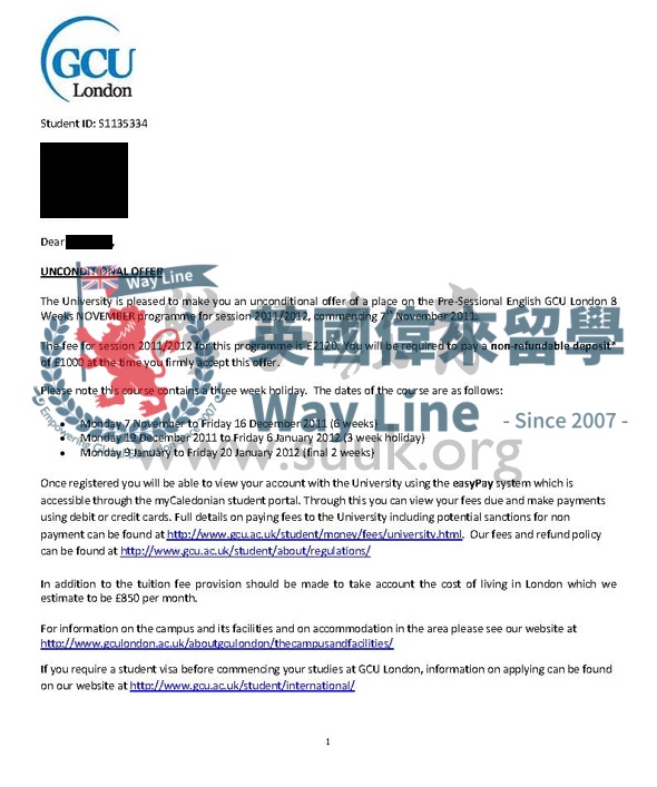 英國格拉斯哥喀裏多尼亞大學語言課程