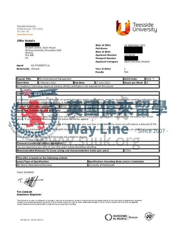 英國提賽德大學國際管理學碩士