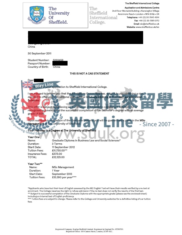 英國謝菲爾德大學管理學碩士預科