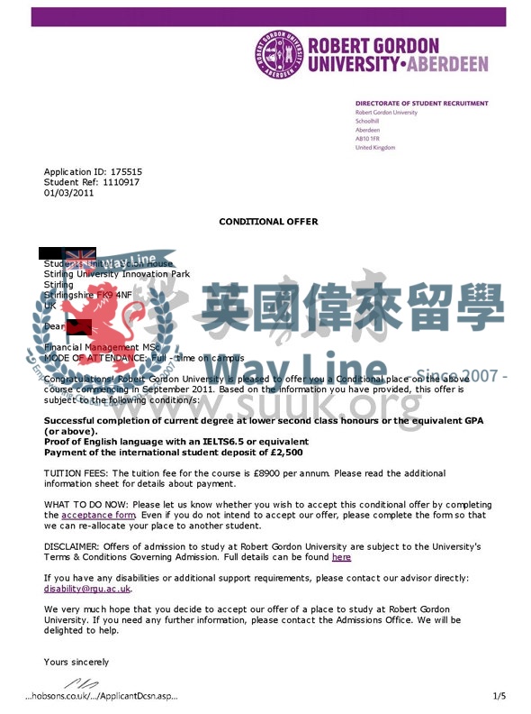 英國羅伯特戈登大學金融管理學碩士