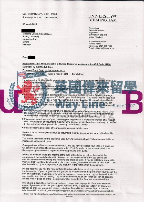 英國伯明翰大學人力資源管理學碩士