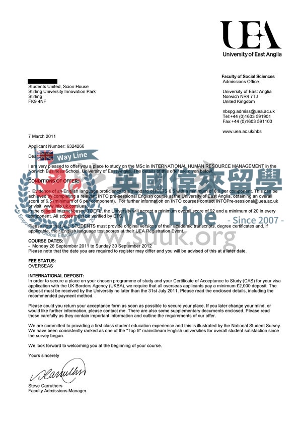 英國東英格利亞大學國際人力資源管理學碩士