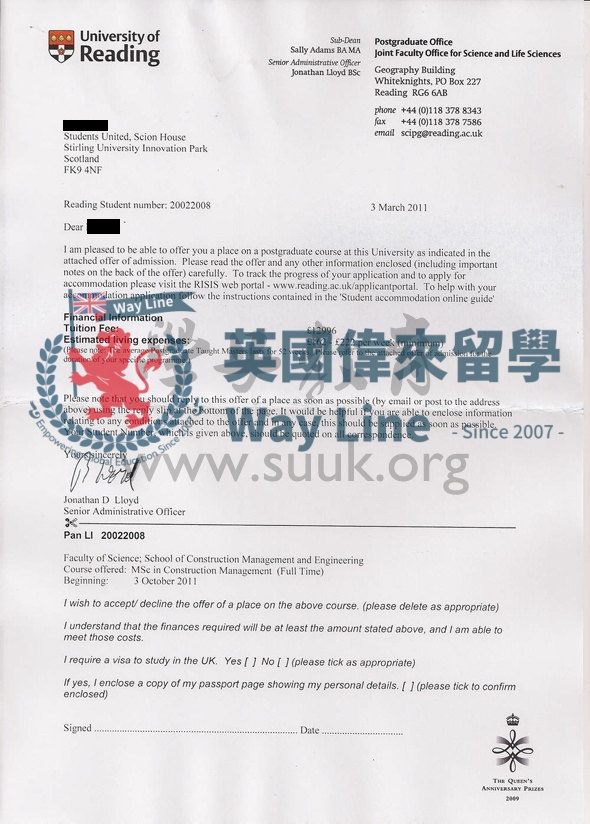 英國雷丁大學建築管理和工程學碩士