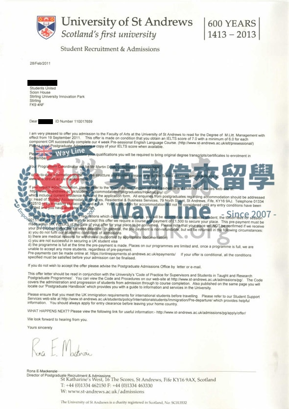 英國聖安德魯斯大學管理學碩士