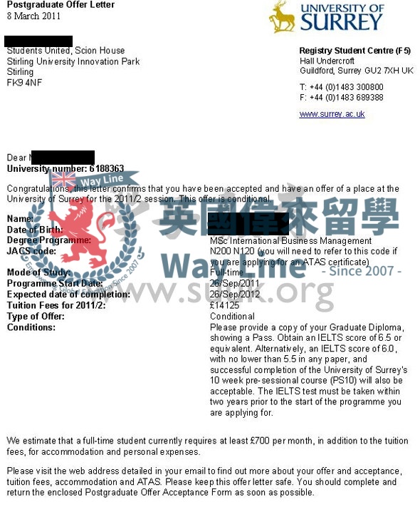 英國薩里大學國際商務管理學碩士