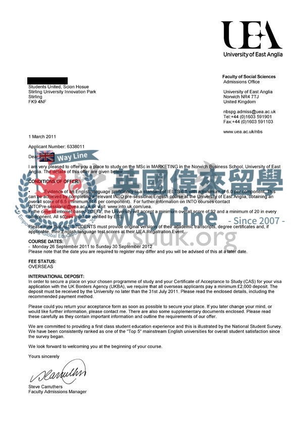 英國東英格利亞大學市場營銷學碩士