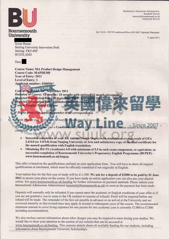 英國伯恩茅斯大學產品設計管理學碩士