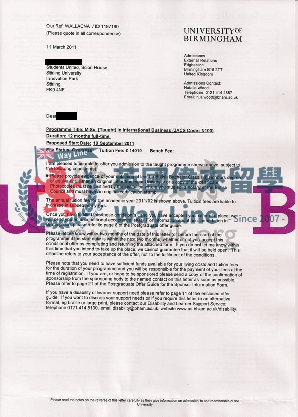 英國伯明翰大學國際商務學碩士