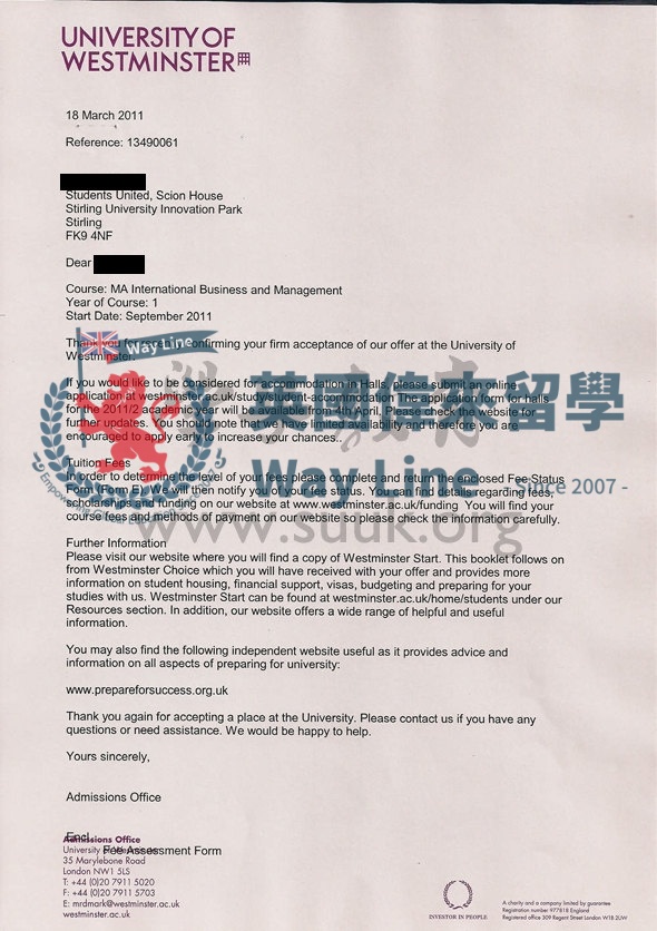 英國威斯敏斯特大學國際商務和管理學碩士