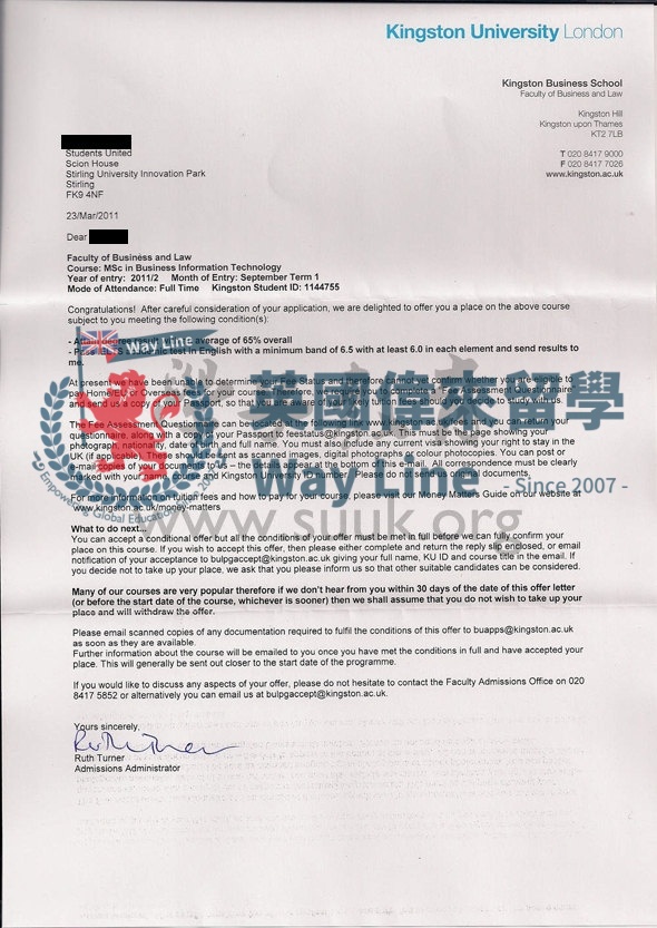 英國金斯頓大學商務信息技術學碩士