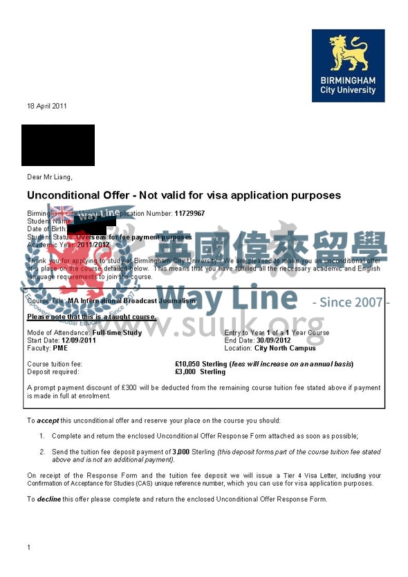 英國伯明翰城市大學國際廣播新聞學碩士