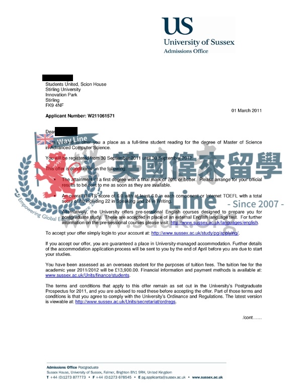 英國薩塞克斯大學高等計算機科學碩士