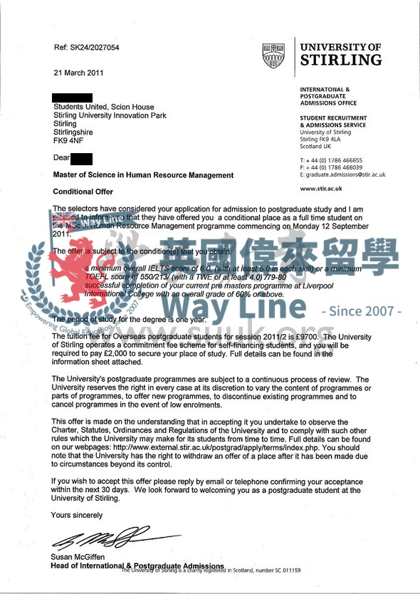 英國斯特林大學人力資源管理學碩士