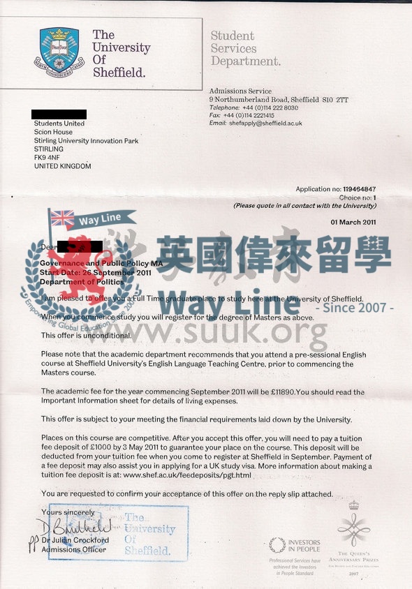 英國謝菲爾德大學治理和公共政策學碩士