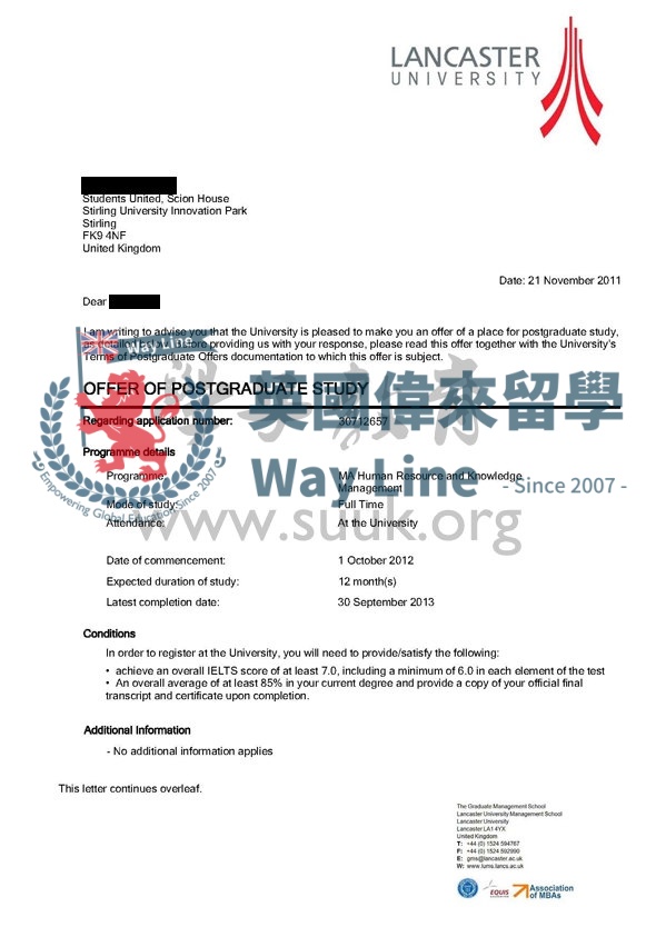 英國蘭卡斯特大學人力資源和知識管理學碩士