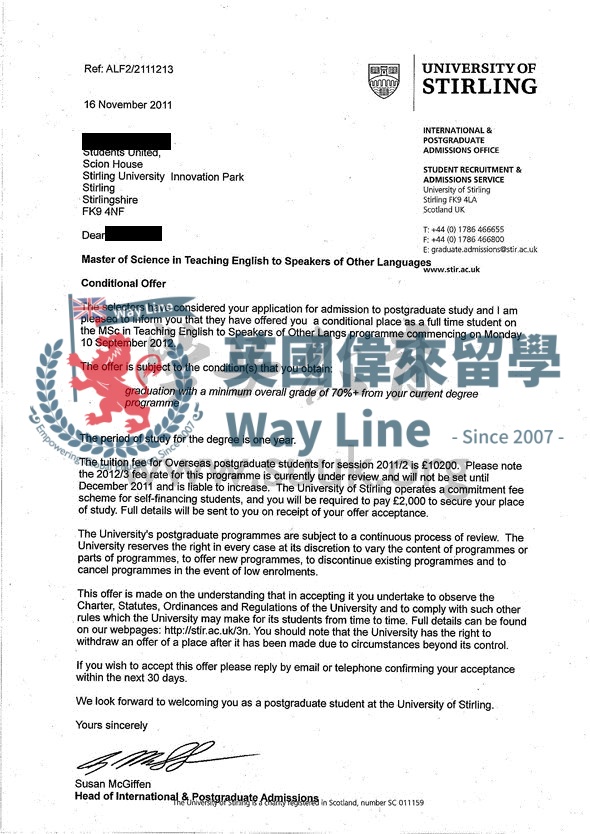 英國斯特林大學英語教育學碩士