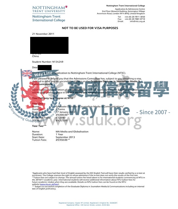 英國諾丁漢特倫特大學新聞傳媒和通信學碩士預科