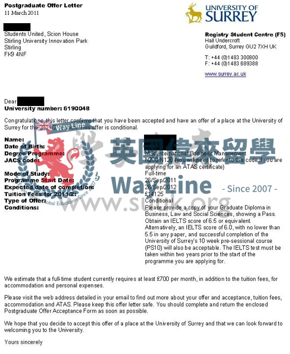 英國薩里大學國際商務管理學碩士