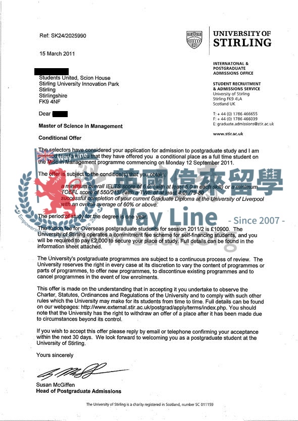 英國斯特林大學管理學碩士