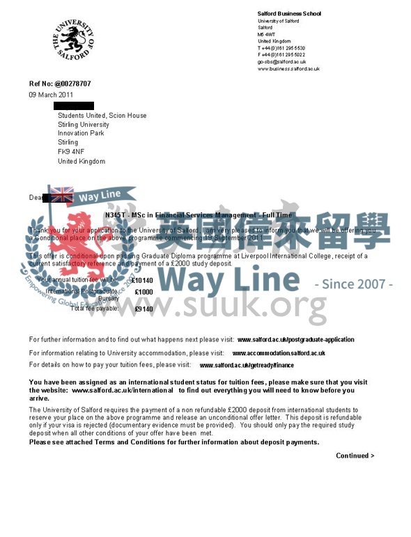 英國索爾福德大學金融服務管理學碩士