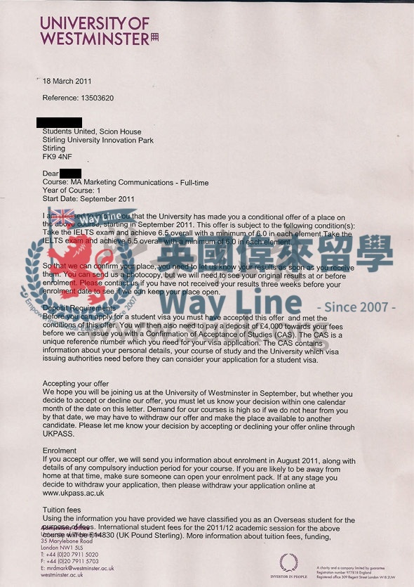 英國威斯敏斯特大學市場營銷傳播學碩士