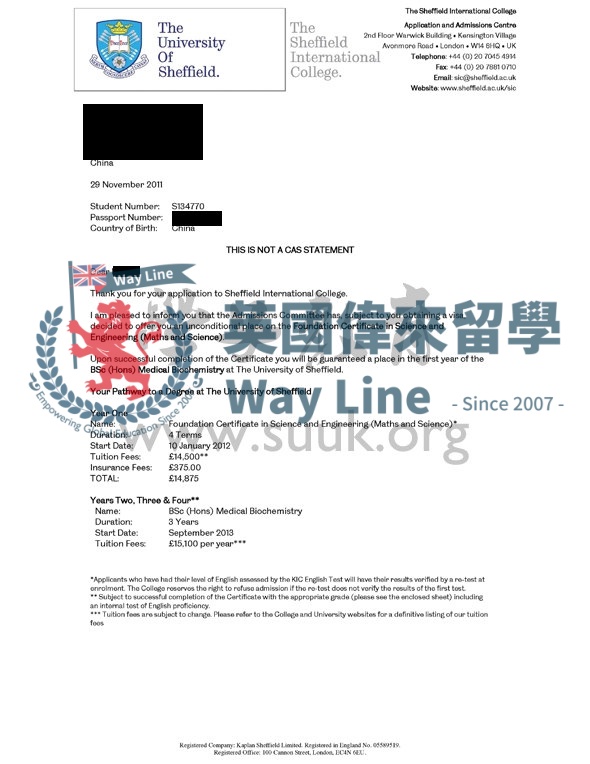 英國謝菲爾德大學科學工程學本科預科