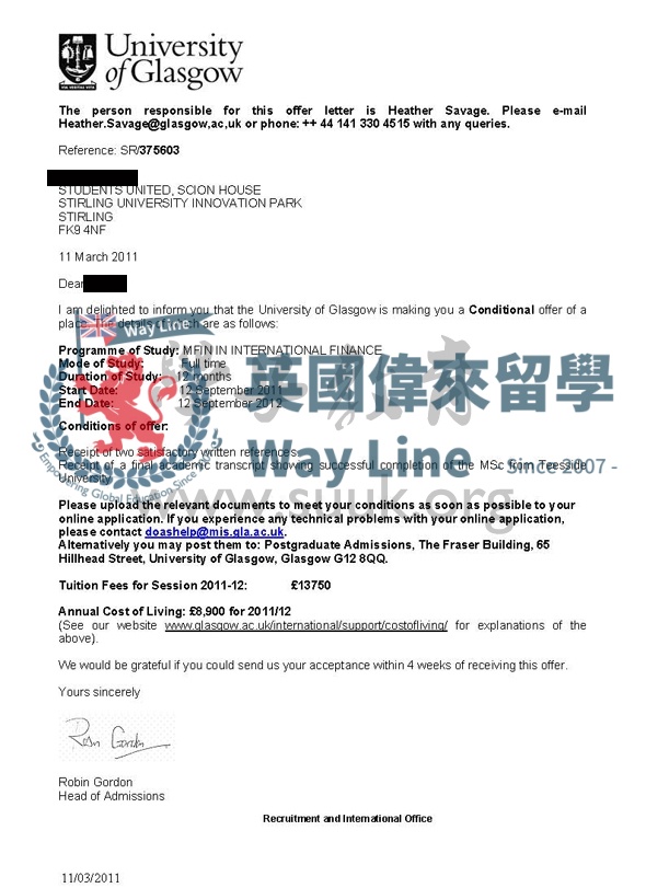 英國格拉斯哥大學國際金融學碩士