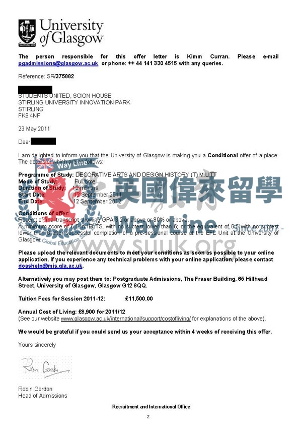 英國格拉斯哥大學裝飾藝術和設計歷史學碩士