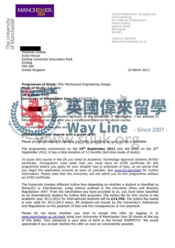 英國曼徹斯特大學機械工程設計學碩士