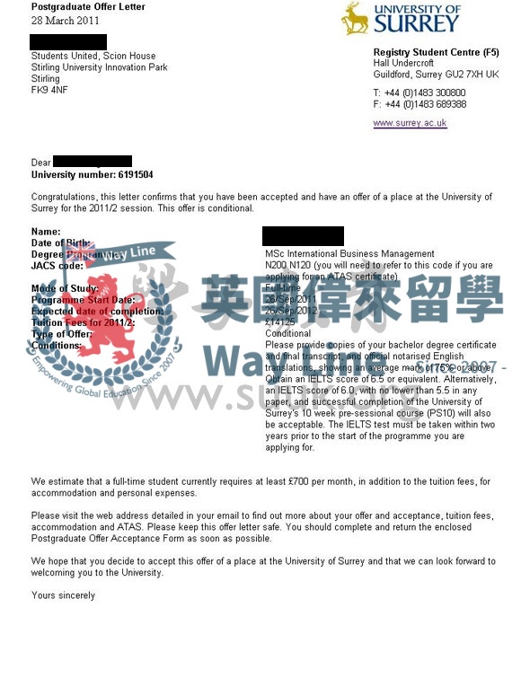 英國薩里大學國際商務管理學碩士