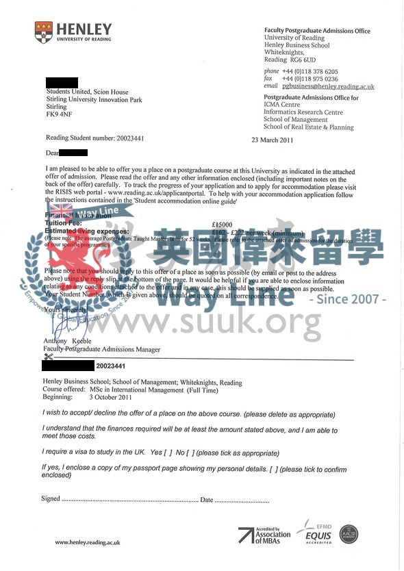 英國雷丁大學國際管理學碩士